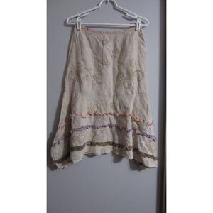 J.Jill 4P Linen Silk Flax Multi Layer Ruffles Beach Casual Occasion Skirt